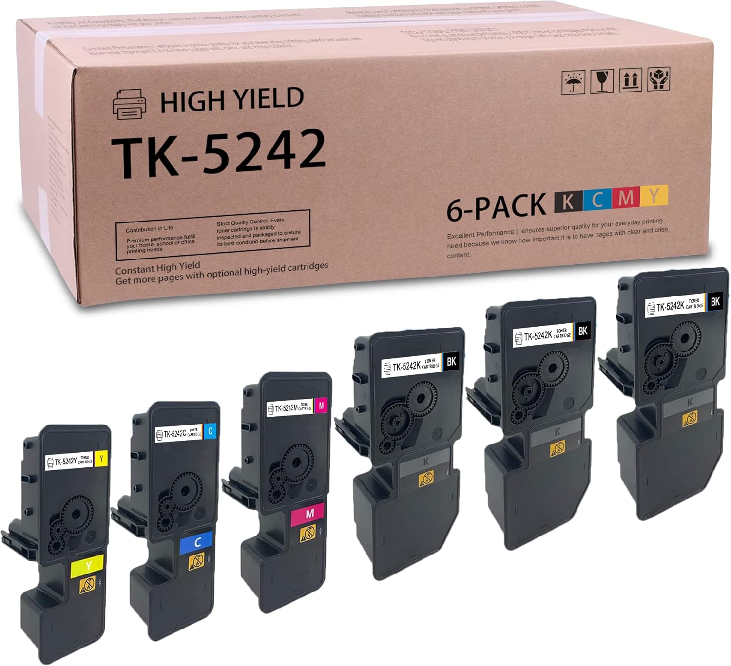 6 Pack Toner Cartridge for Kyocera ECOSYS P5026cdn P5026cdw M5526cdn M5526cdw Series Printer Z664693