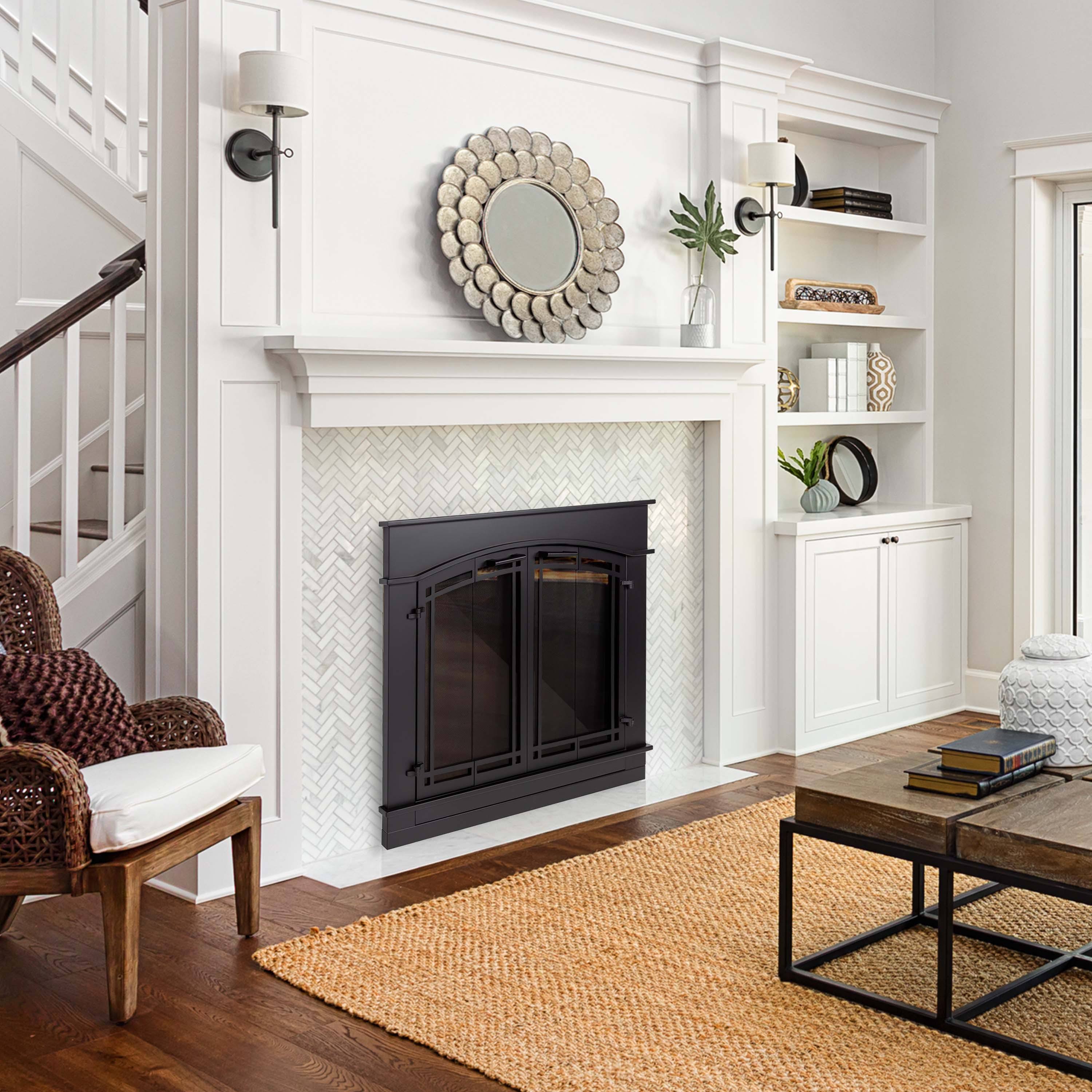 Black Fireplace Glass Door Y161