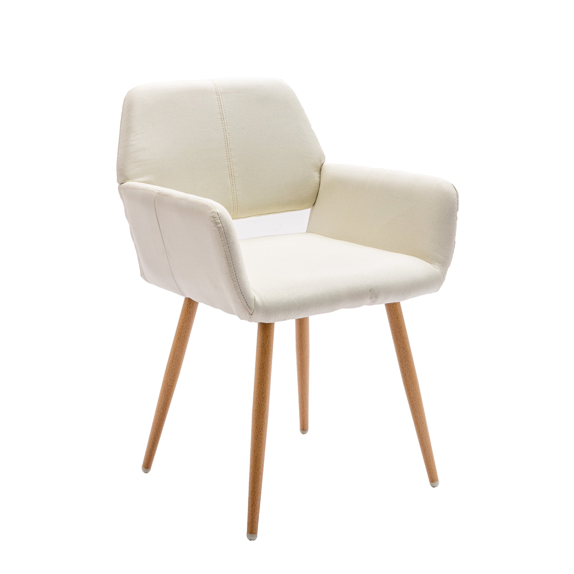Beige Fabric Mid-Century Accent Chair with Metal Legs B195