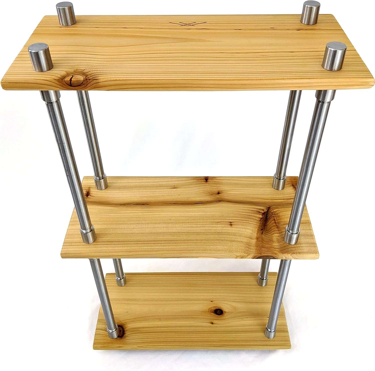 Solid Cedar Wood Stainless Steel Metal Bookcase 16 Inch Wide Z7535