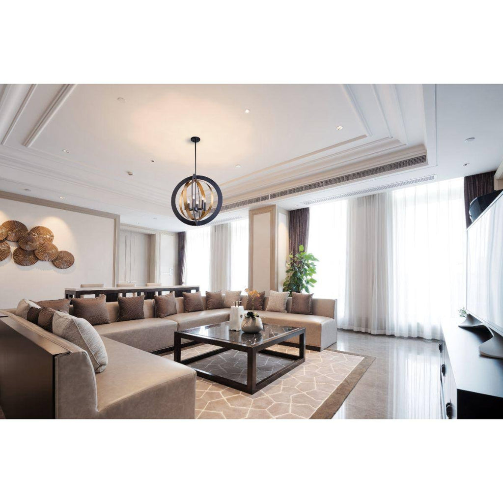 Dark Bronze & Satin Brass Chandelier E202981