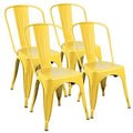 Yellow Metal Slat Back Stacking Side Chair I963472