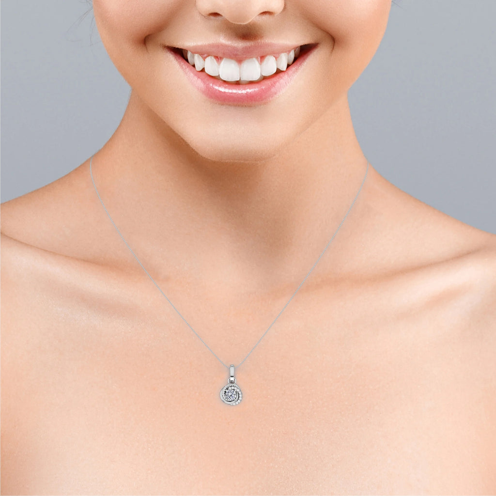 0.43 Carat Round Diamond 4 Prong Pendant Necklace 10K White Gold N38711