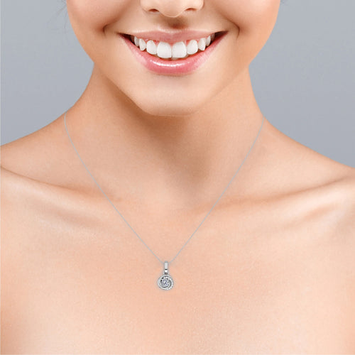 0.43 Carat Round Diamond 4 Prong Pendant Necklace 10K White Gold N38711