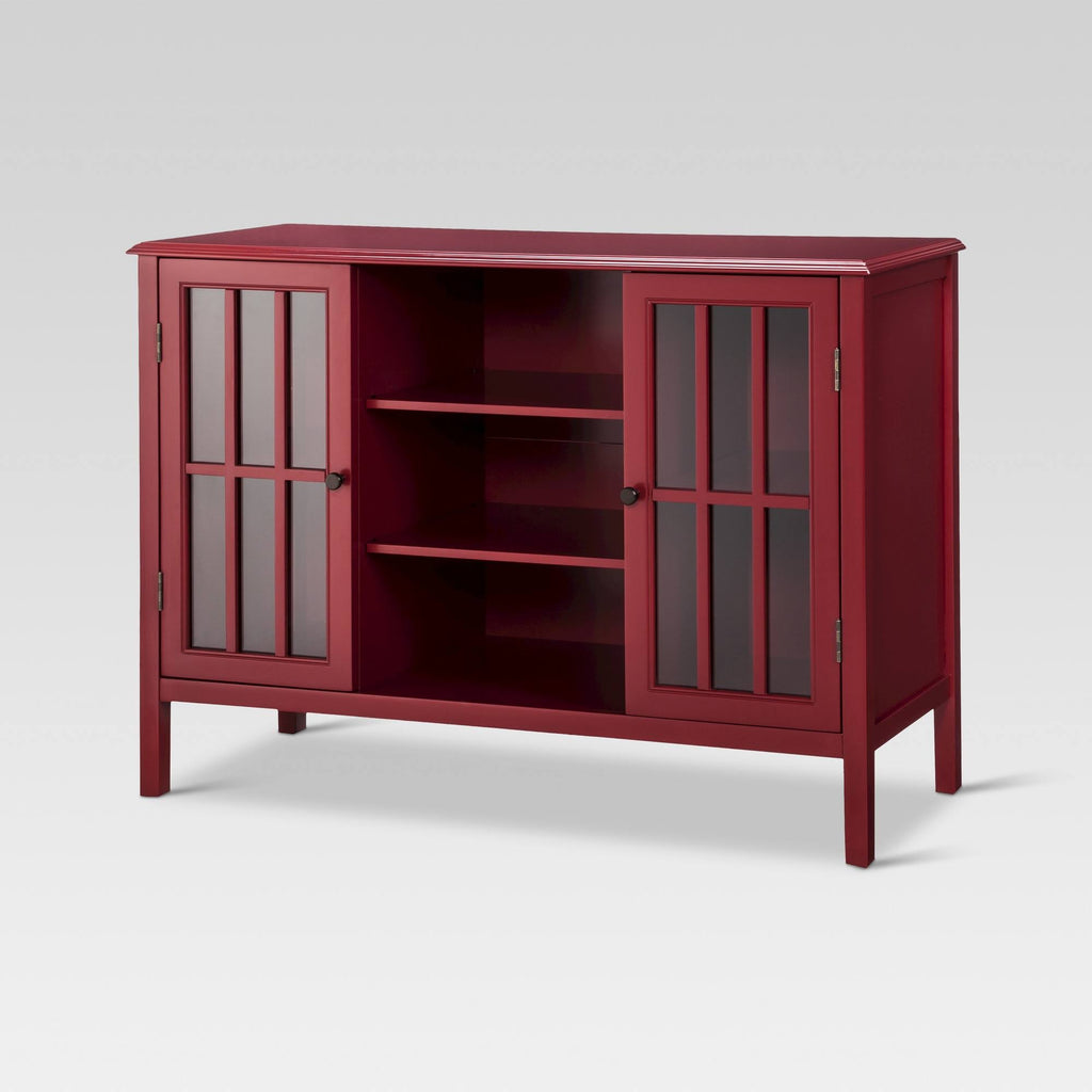 Red 2 Door Storage Cabinet with Center Shelves I9803