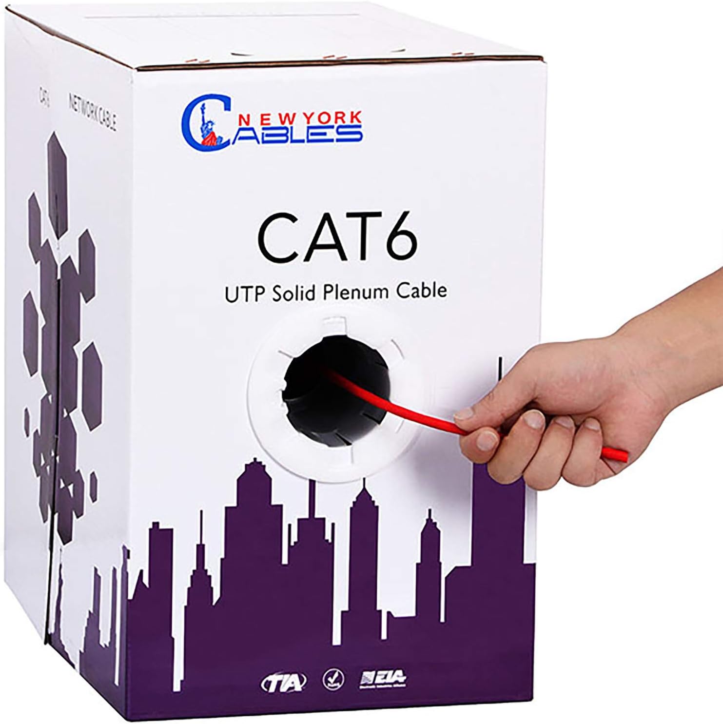 CAT6 Plenum Cable 1000ft (CMP) 23AWG Solid Conductor 550MHz 4Pair 10GB UTP Internet Cable L929