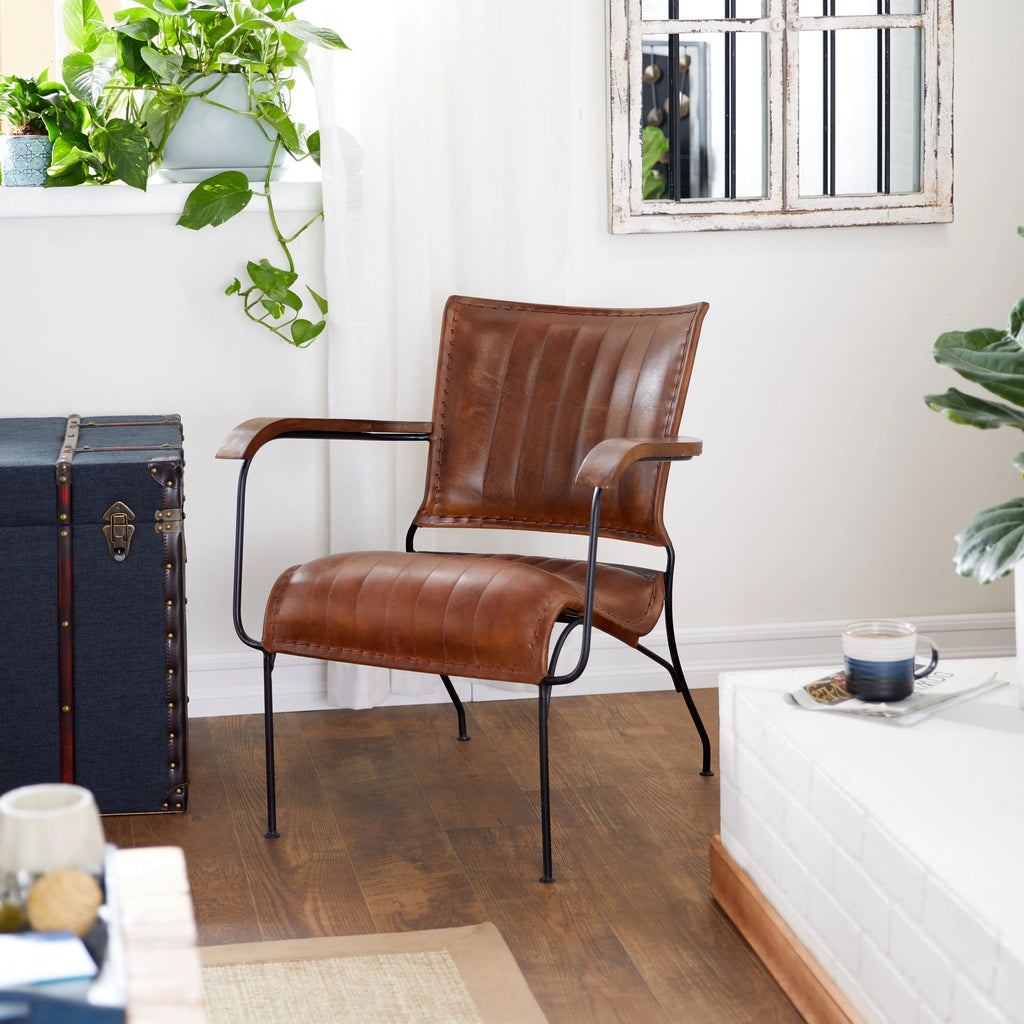 Brown Leather Accent Chair R10819