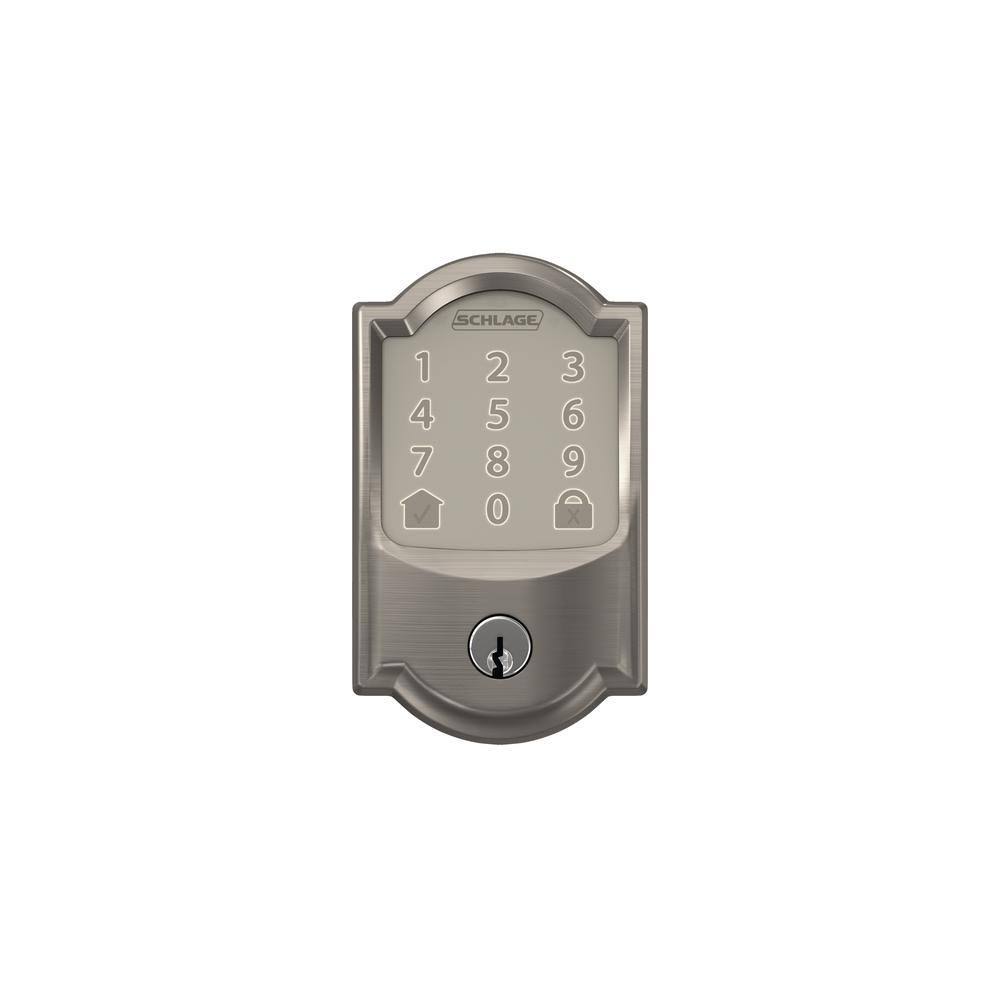 Satin Nickel Smart WiFi Door Lock with Alarm and Accent Lever Handleset H395