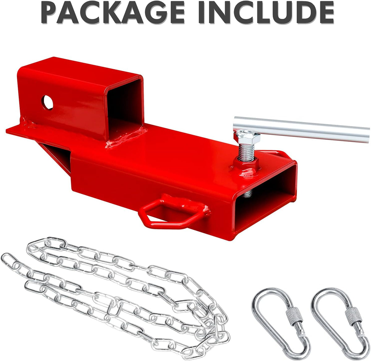2" Receiver Trailer Towing Adapter with Chain Red Pack of 2 H33836