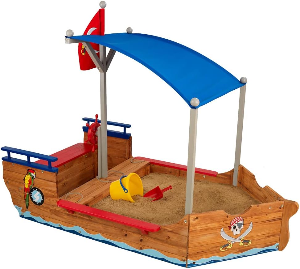 Wooden Pirate Sandbox with Canopy P8957