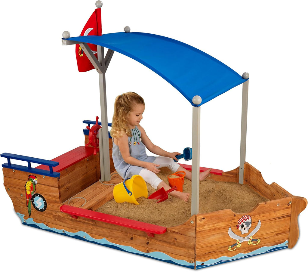 Wooden Pirate Sandbox with Canopy P8957