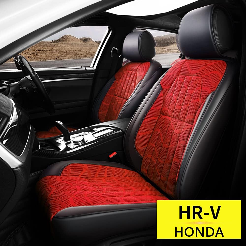Black Faux Leather Car Seat Covers Full Set for Honda HR-V M255