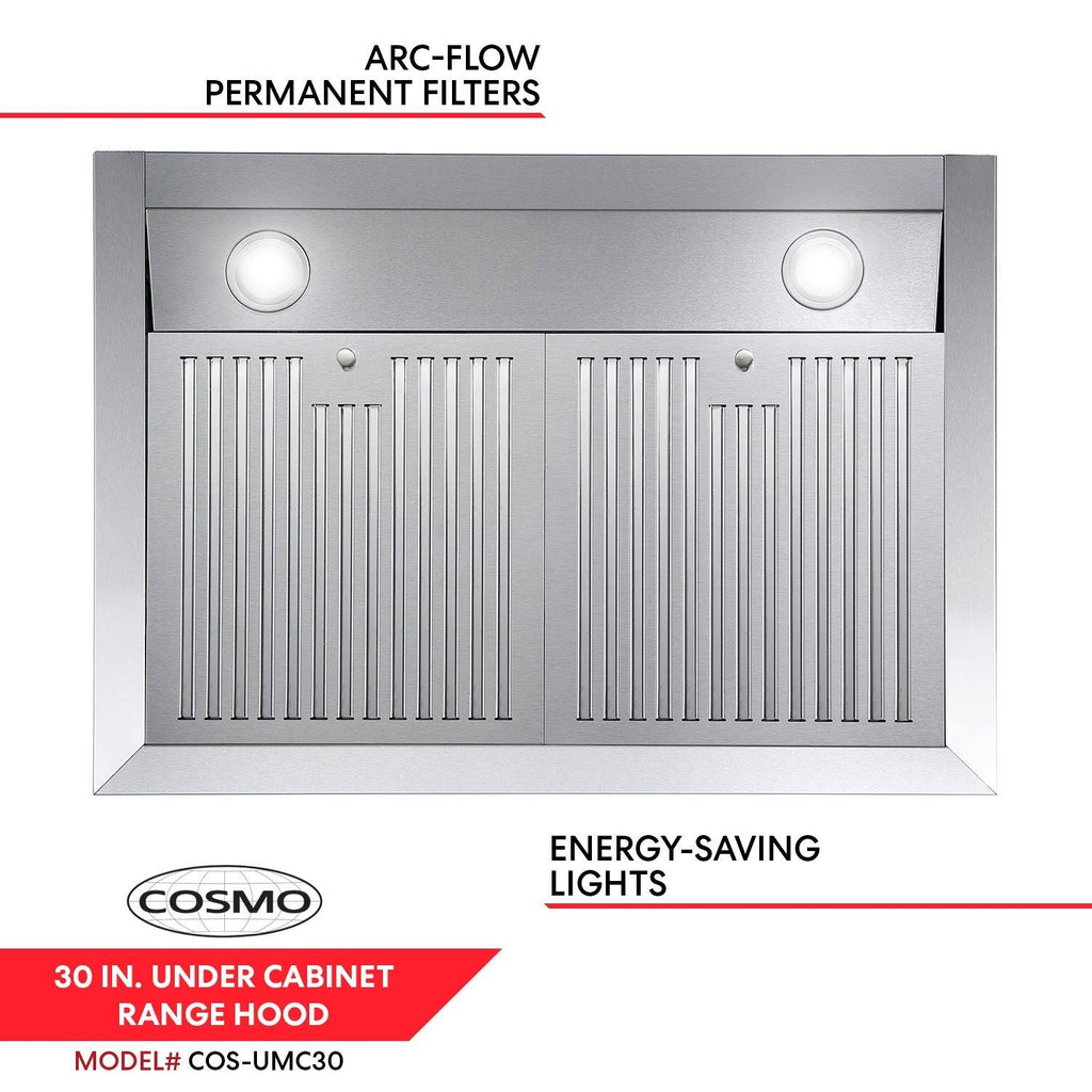 30-Inch 760 CFM Ducted Under Cabinet Stainless Steel Range Hood Q3430