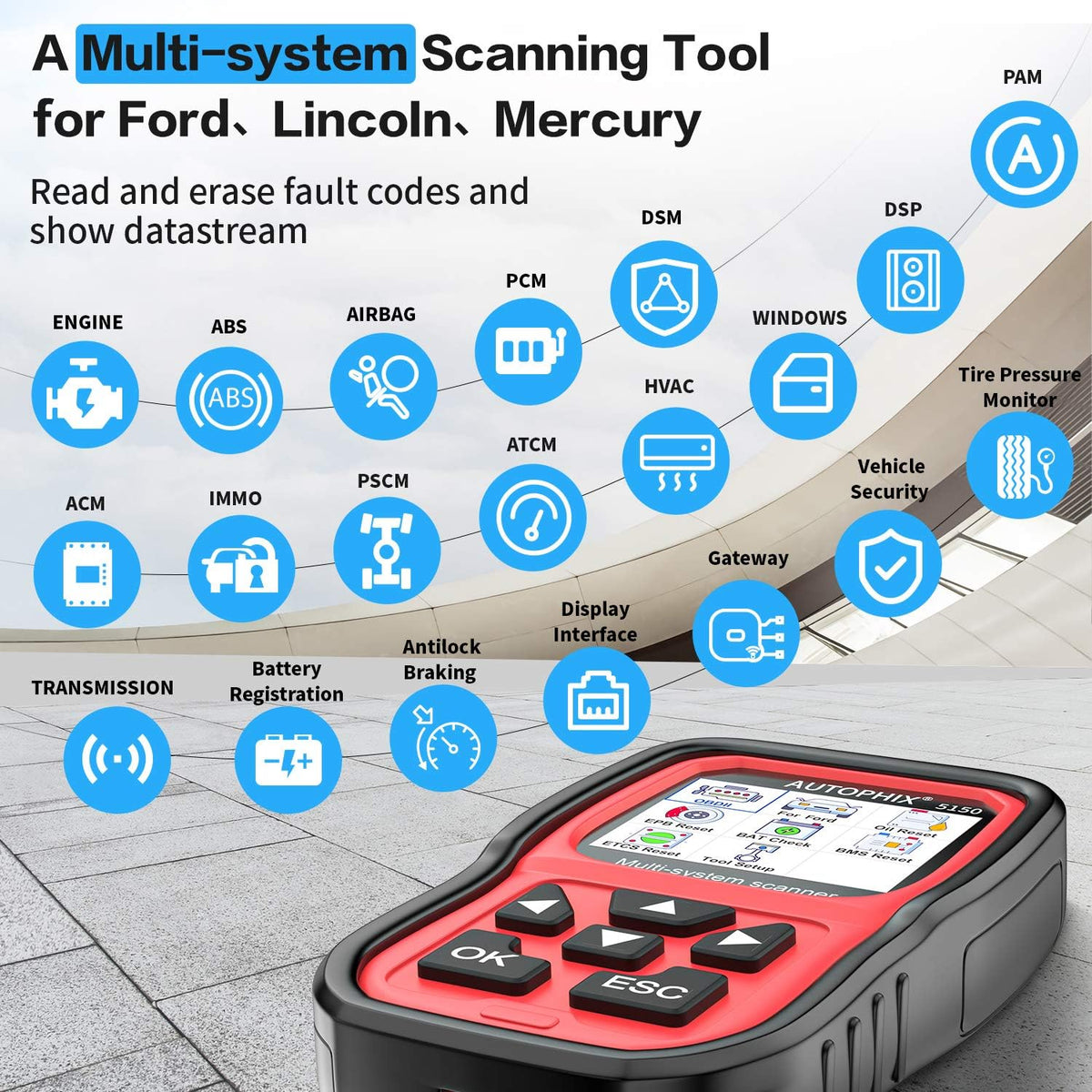 OBD2 Scanner with ABS/Transmission/BMS/PCM/EPB/TPMS/CBS/Oil Reset Battery Registration Tool C3294