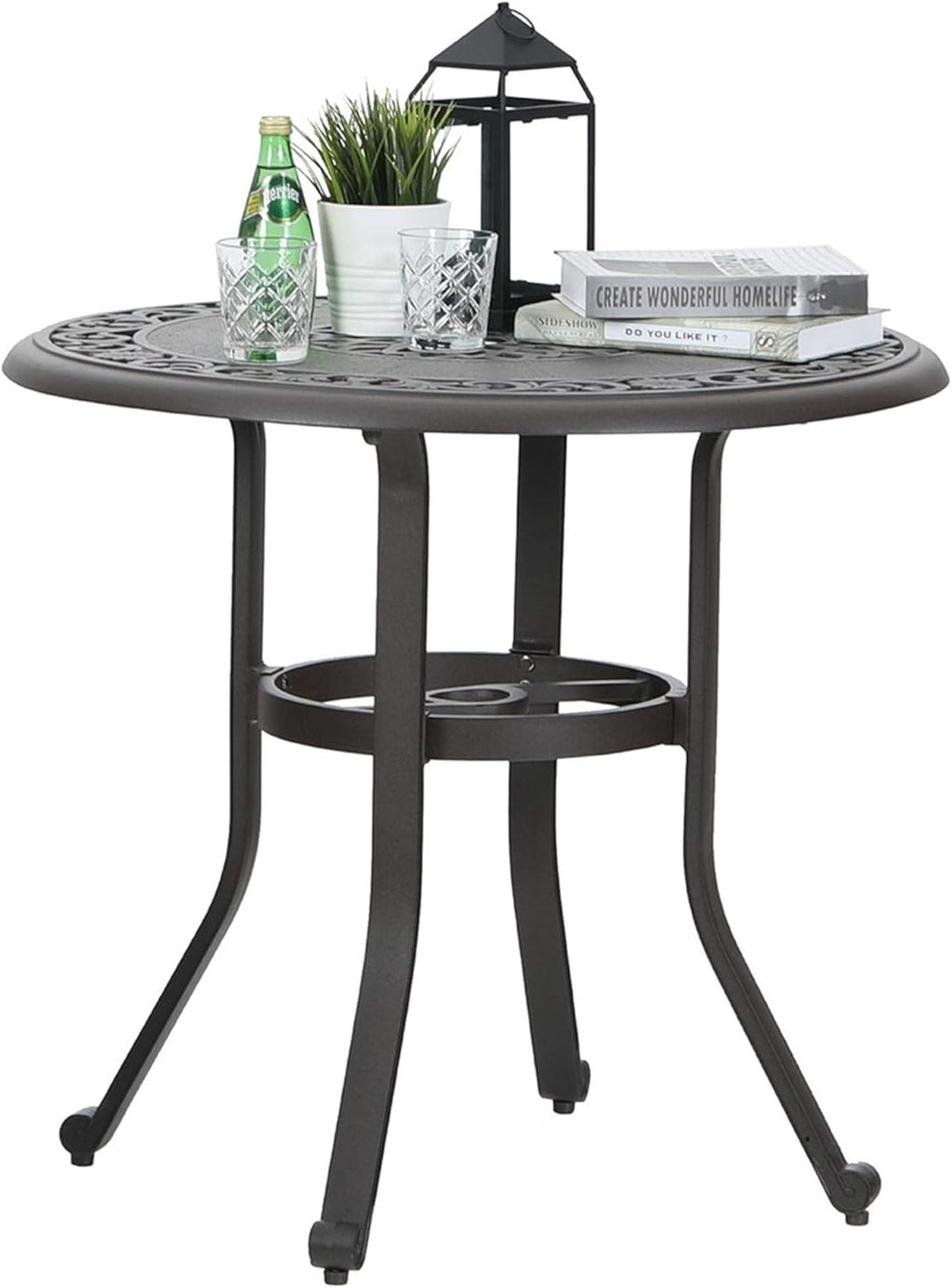 Brown 31.5 Dia x 29.1 H Cast Aluminum Bistro Bar Table M28736