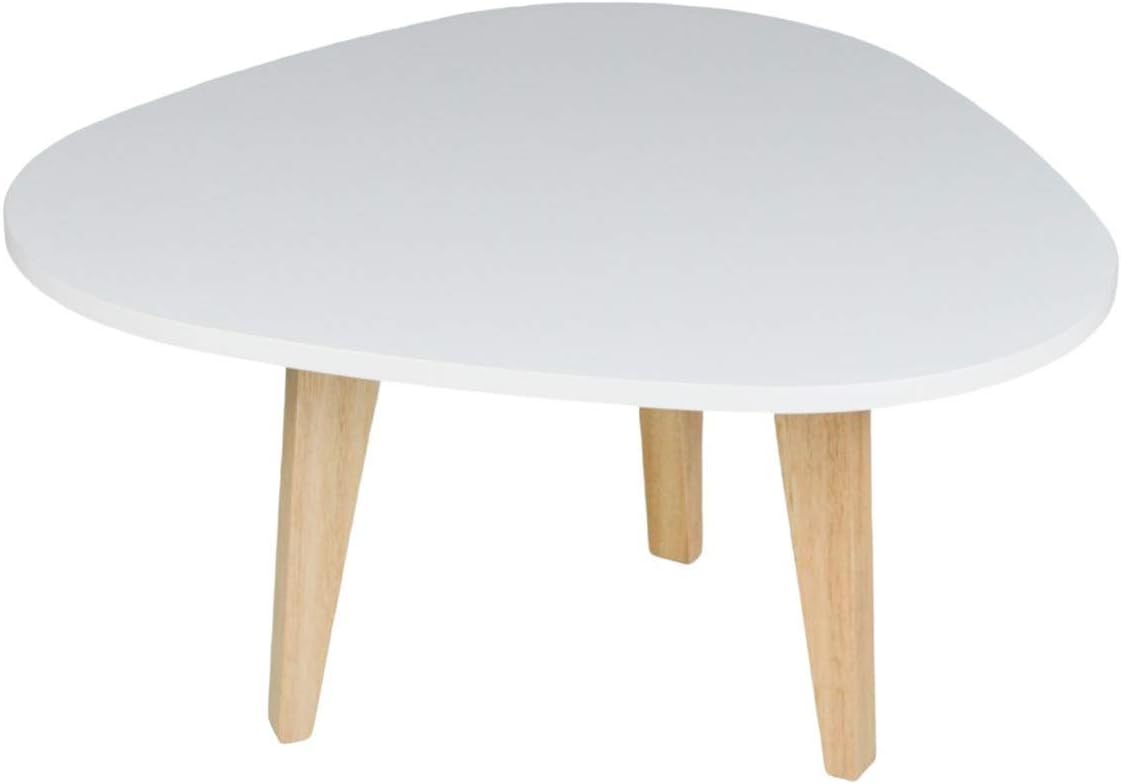 Oval Coffee Table with Eucalyptus Wooden Legs, Black, White, Natural Wood, Pack of 2 E7176