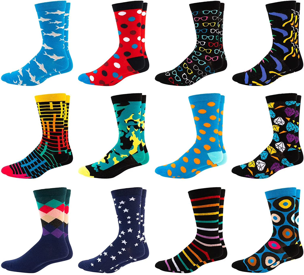Colorful Funky Crew Socks 12 Pack D788677