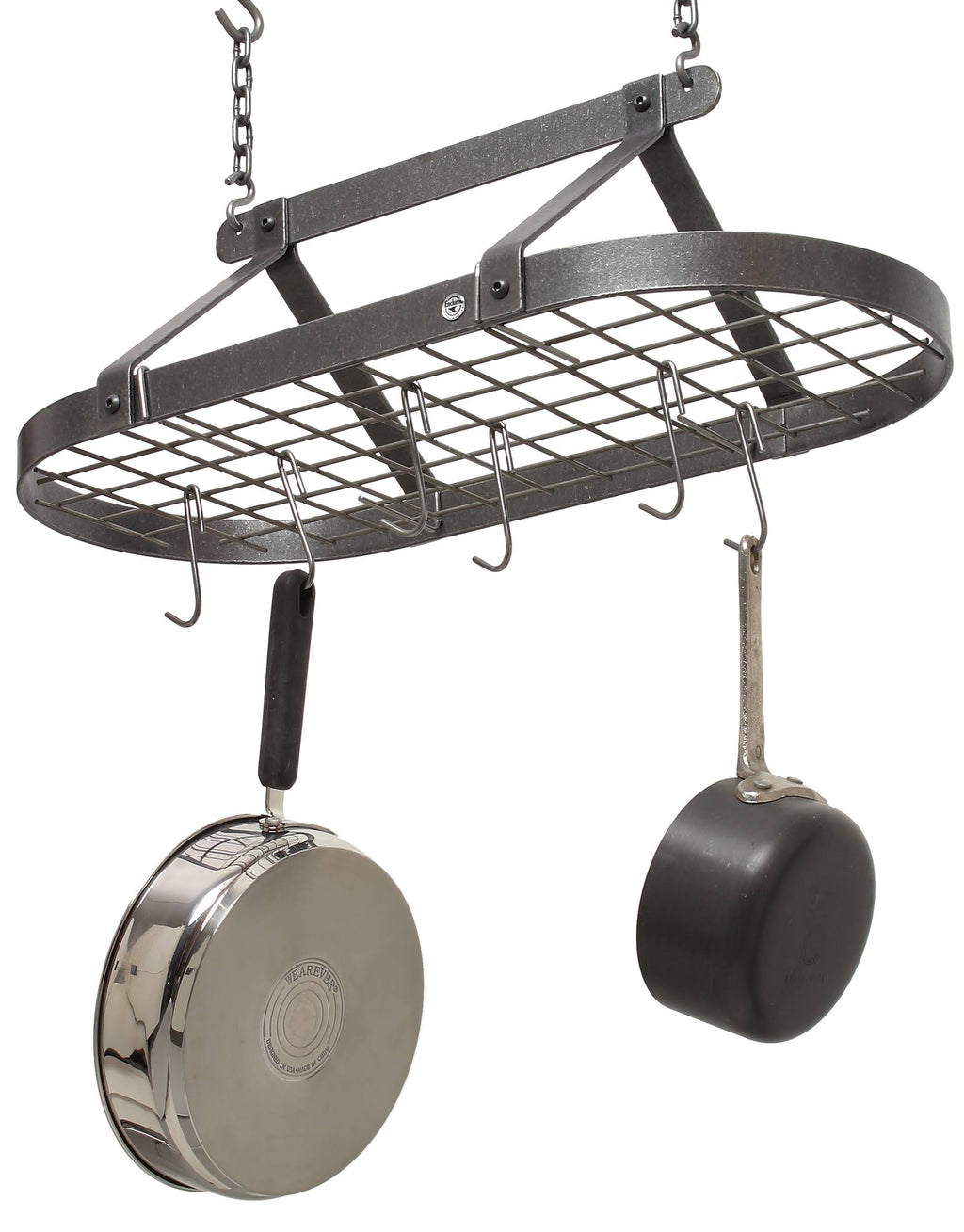 Hammered Steel Oval Pot Rack W259