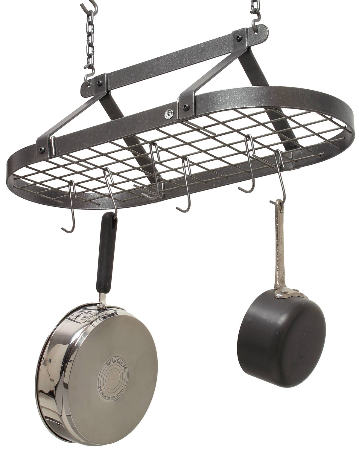 Hammered Steel Oval Pot Rack W259