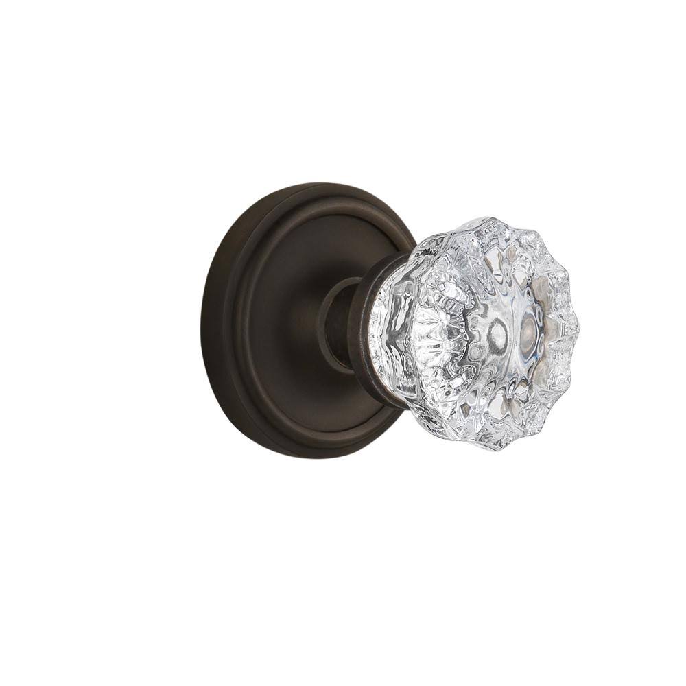 Classic Rosette Crystal Glass Door Knob Double Dummy Oil Rubbed Bronze I90590