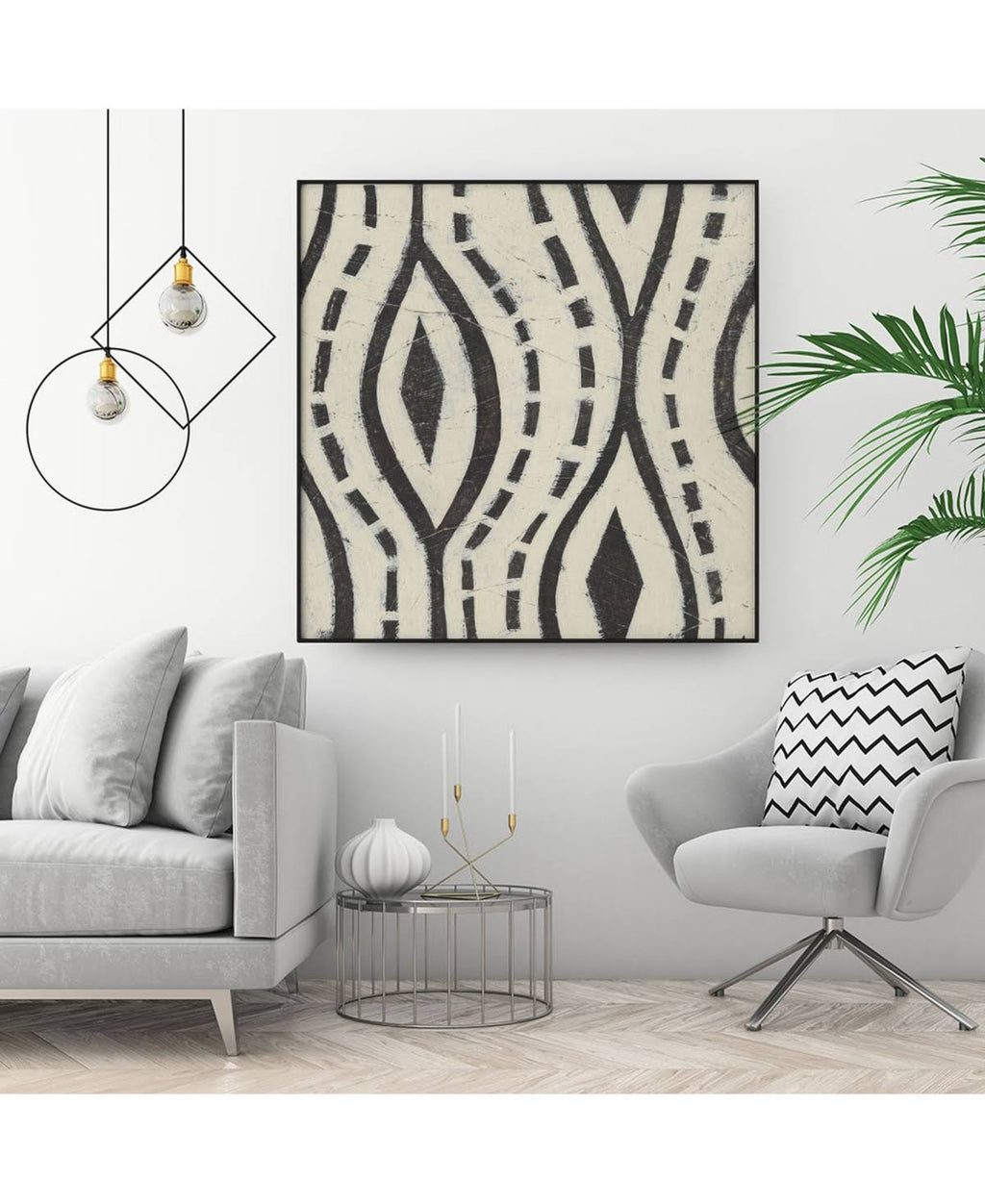 Tan Framed Canvas Art X422