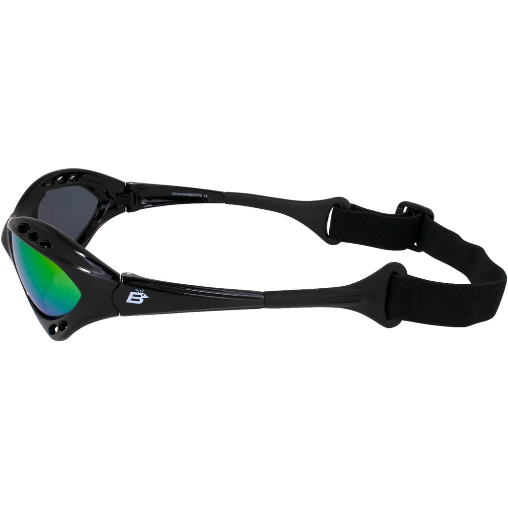 3 Pairs Padded Polarized Sunglasses w/Strap Silver Frame w/Smoke Lens & Black Frames w/Blue & Pink Mirror Lenses O987690