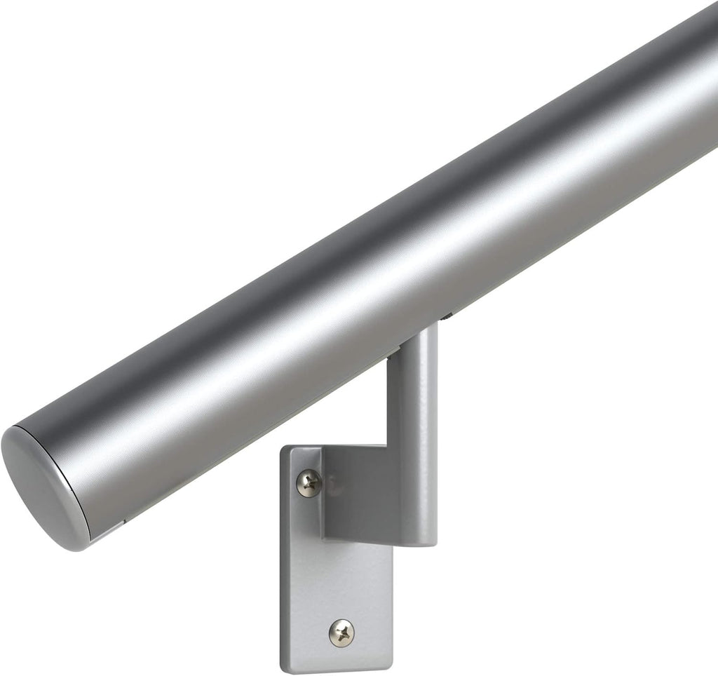 Satin Black Anodized Aluminum Handrail Kit with Wall Brackets and Endcaps L13545