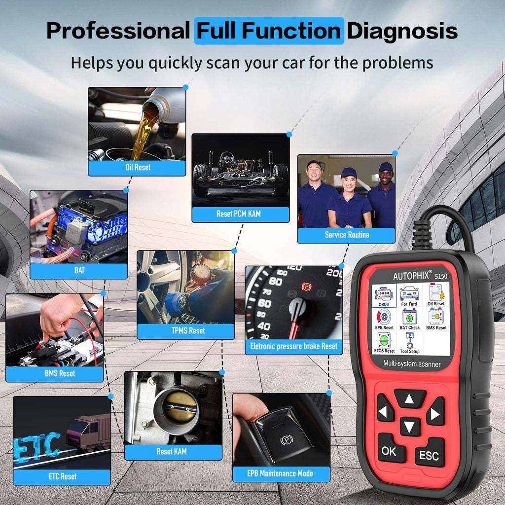 OBD2 Scanner with ABS/Transmission/BMS/PCM/EPB/TPMS/CBS/Oil Reset Battery Registration Tool C3294