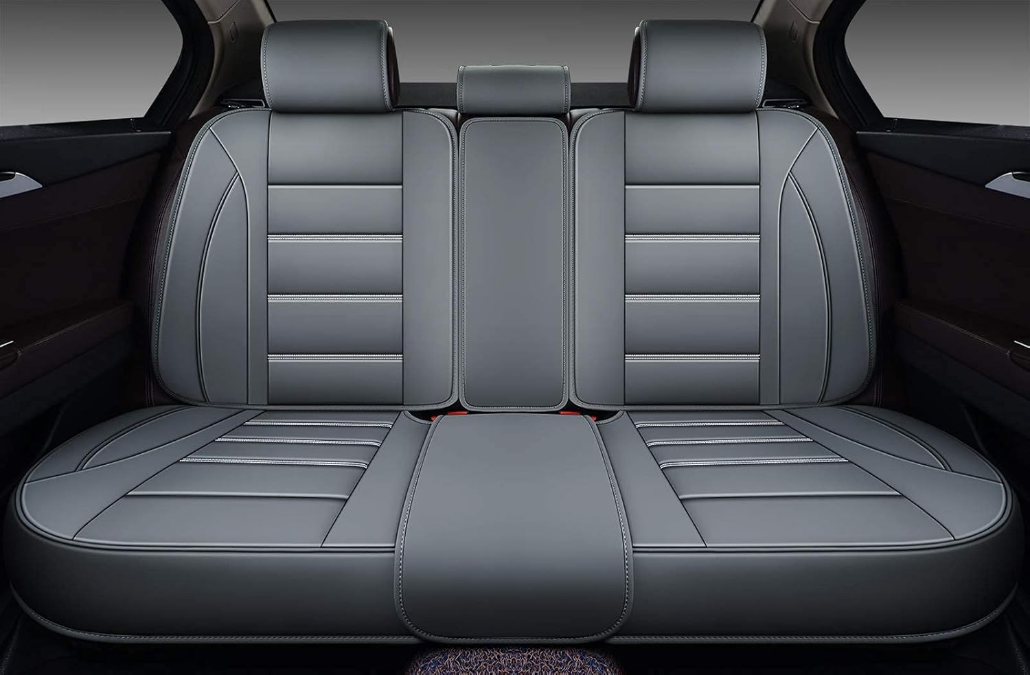 Leather Car Seat Covers Front Pair with Faux Waterproof Leather V68856