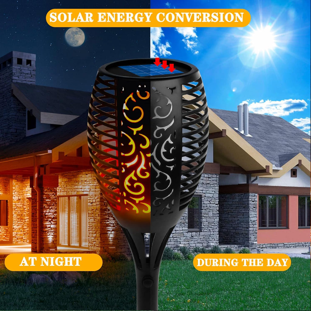 96 LED Waterproof Torch Flickering Flames Solar Light, 4Pack L922