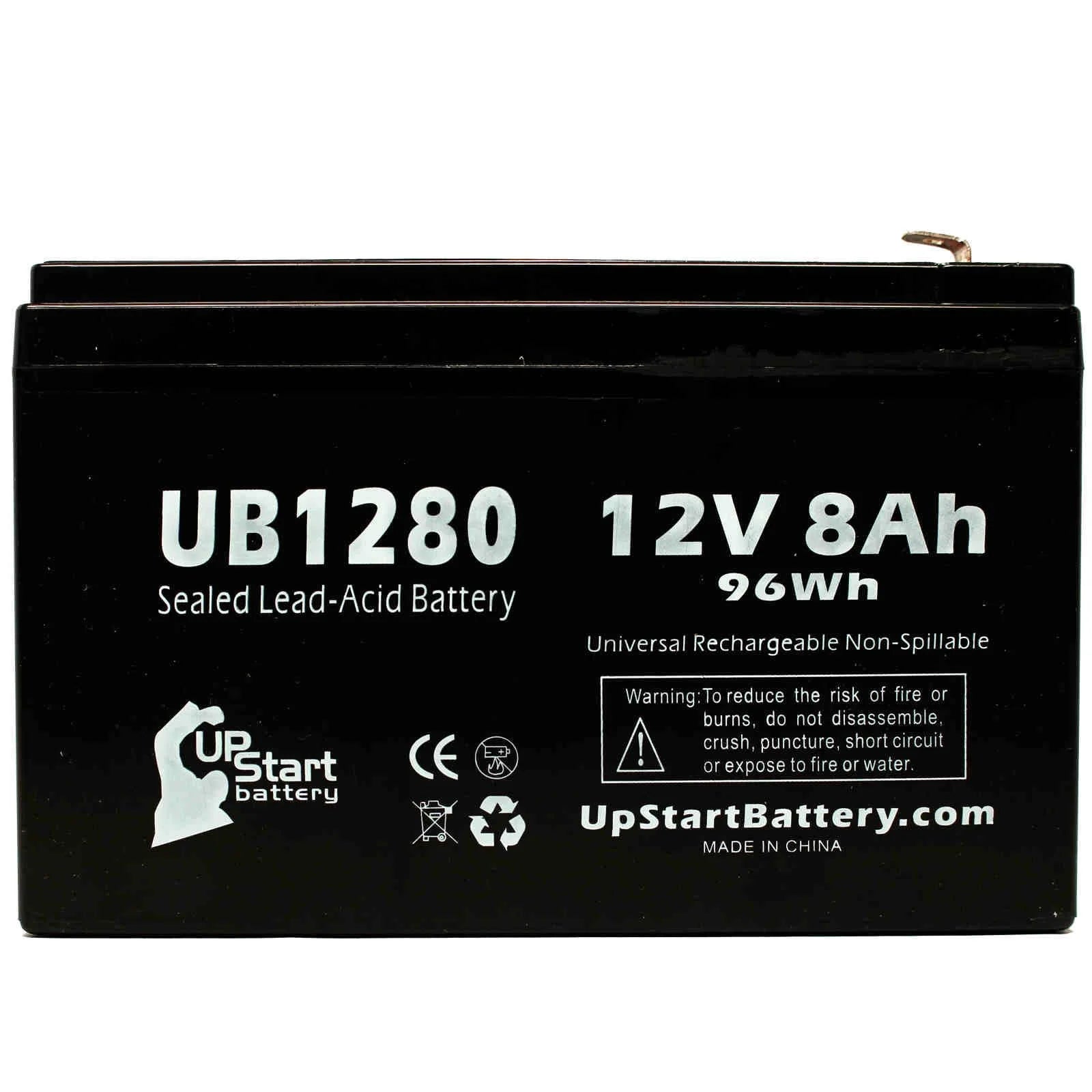 3x Pack Replacement Sealed Lead Acid Battery (12V, 8Ah, 8000mAh, F1 Terminal, AGM, SLA) with 6 F1 to F2 Terminal Adapters H9743