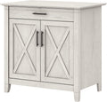 Linen White Oak Secretary Desk with Keyboard Tray and Storage Cabinet N626