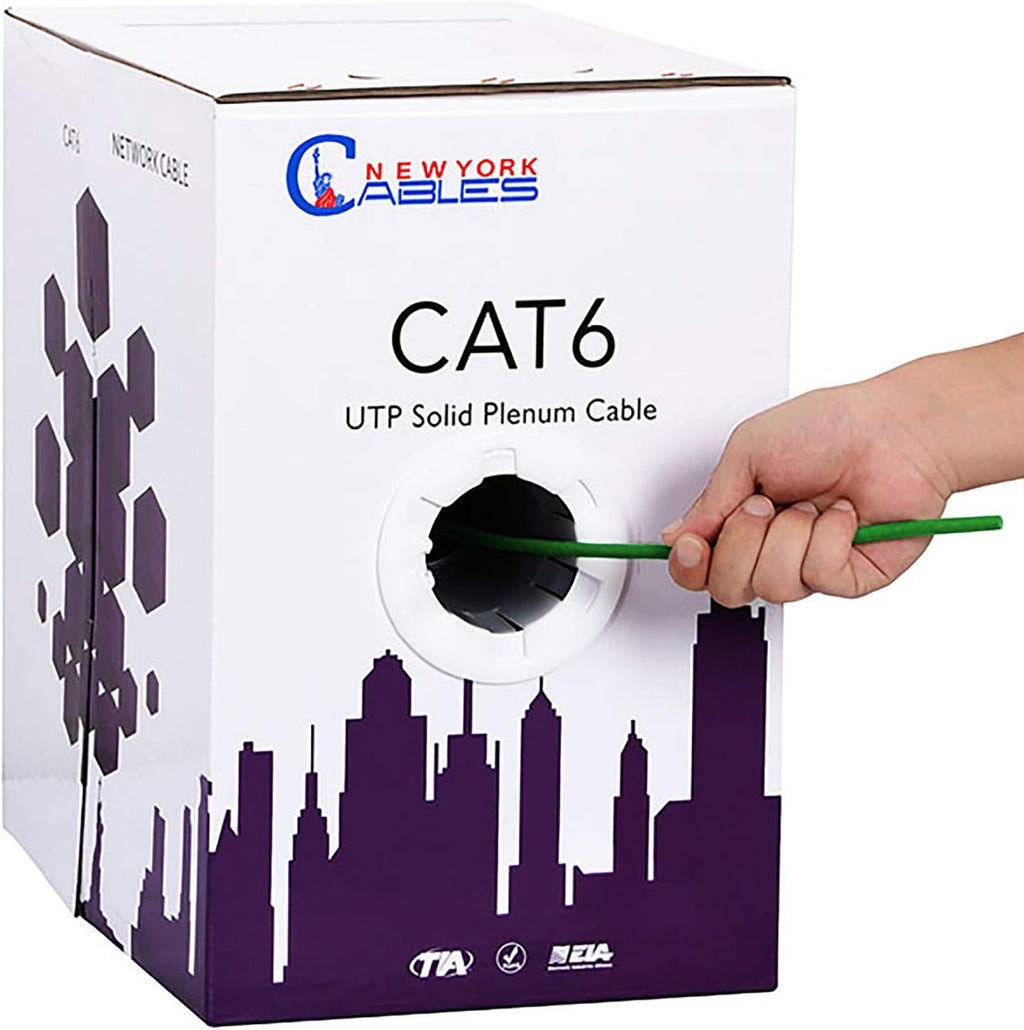 CAT6 Plenum Cable 1000ft (CMP) 23AWG Solid Conductor 550MHz 4Pair 10GB UTP Internet Cable L929