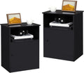 Black Set of 2 Nightstand with Cabinet and Open Drawers G97770