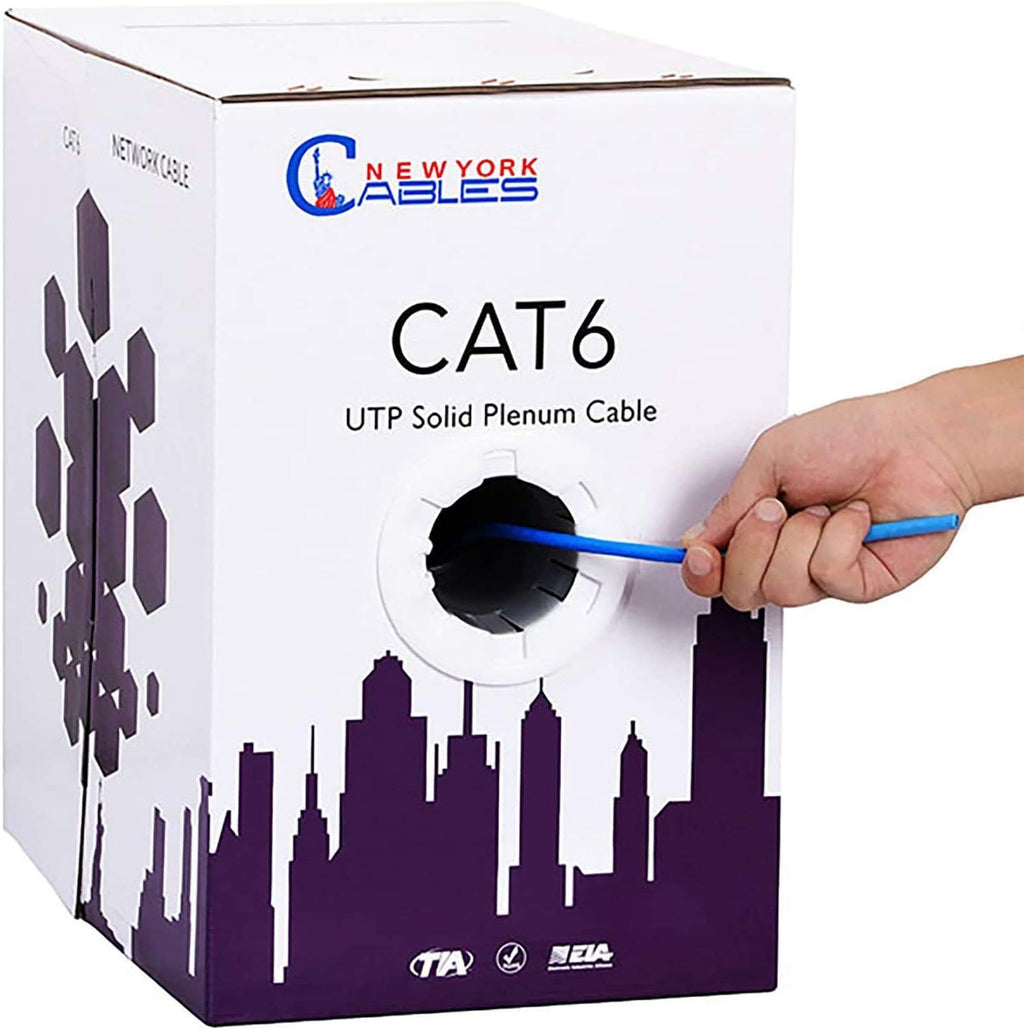 CAT6 Plenum Cable 1000ft (CMP) 23AWG Solid Conductor 550MHz 4Pair 10GB UTP Internet Cable L929