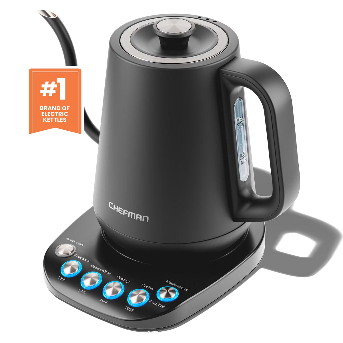 Black Gooseneck Electric Kettle A881