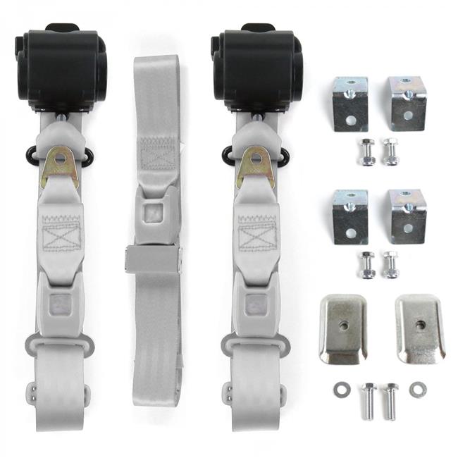 Gray Retractable Bench Seat Belt Kit with Bracketry X923