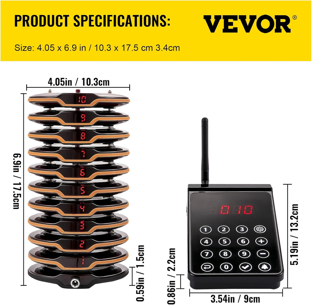 Wireless Paging System with Vibration, Flashing and Buzzer X691193