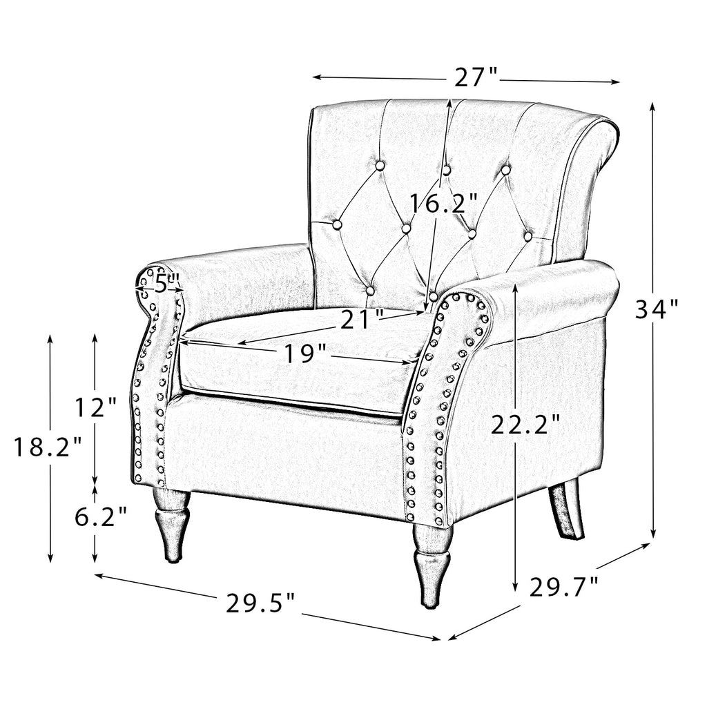 Charcoal Upholstered Accent Chair with Wood Legs R544