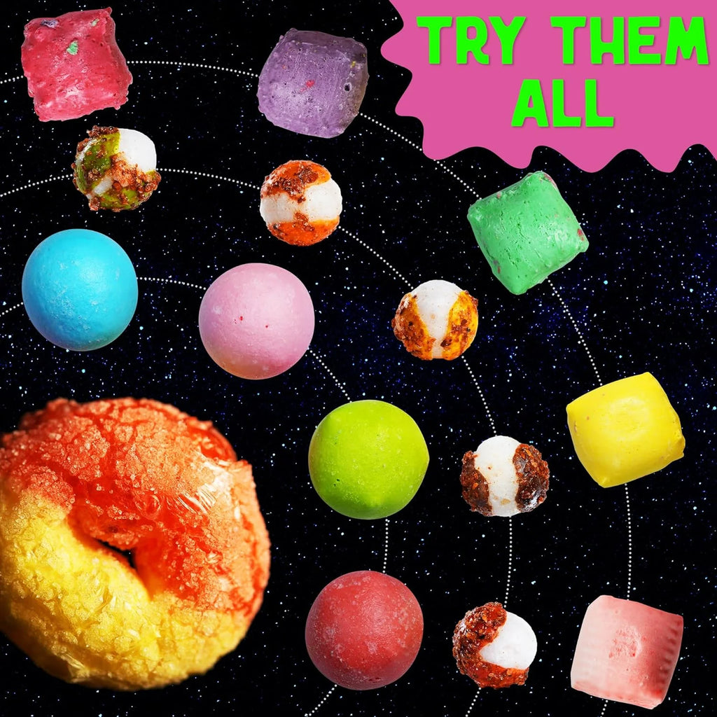 Freeze Dried Candy Variety Pack with Airheads, Skulls, and Alien Body Parts in Spaceship Box C590
