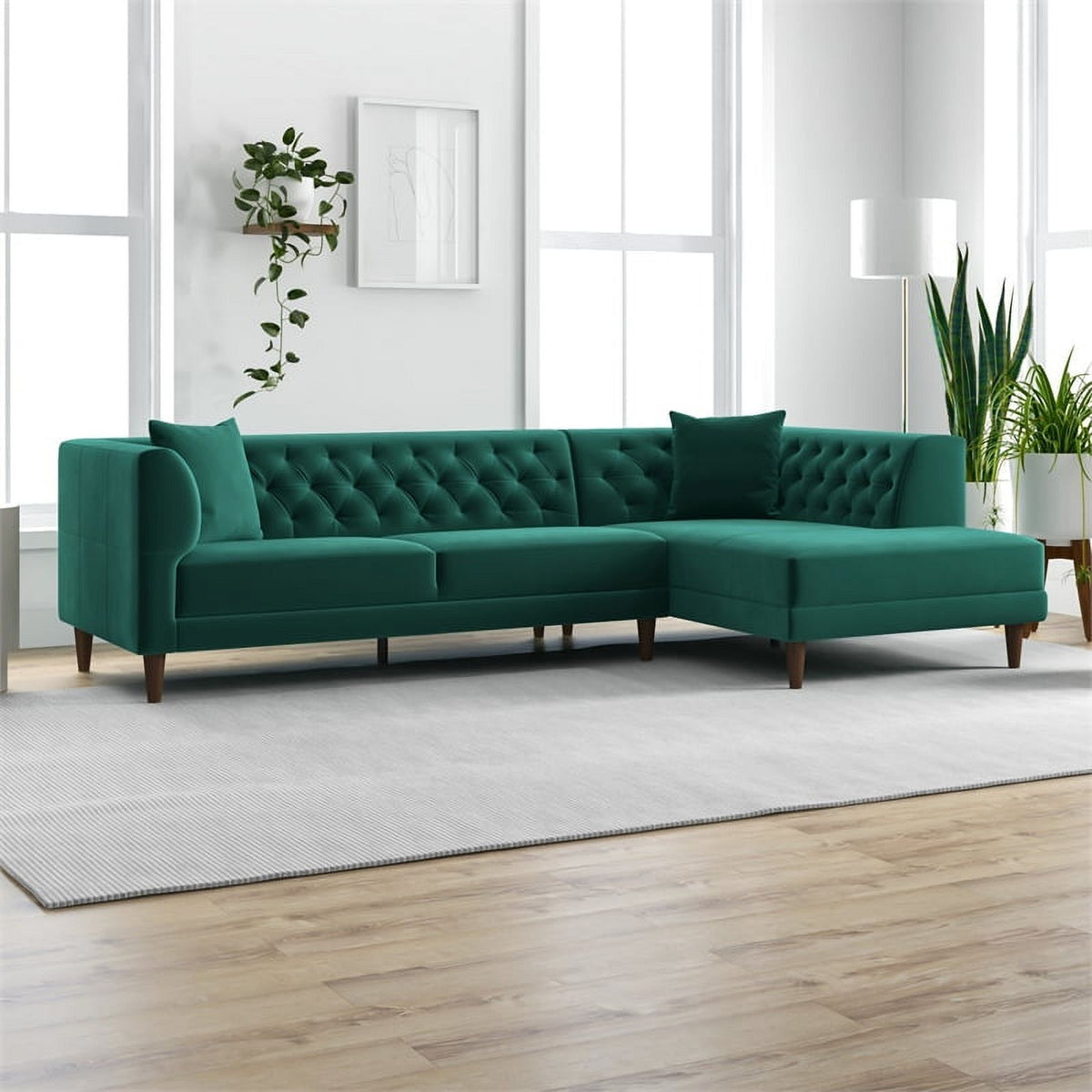 Green Microfiber Sectional Sofa O5064
