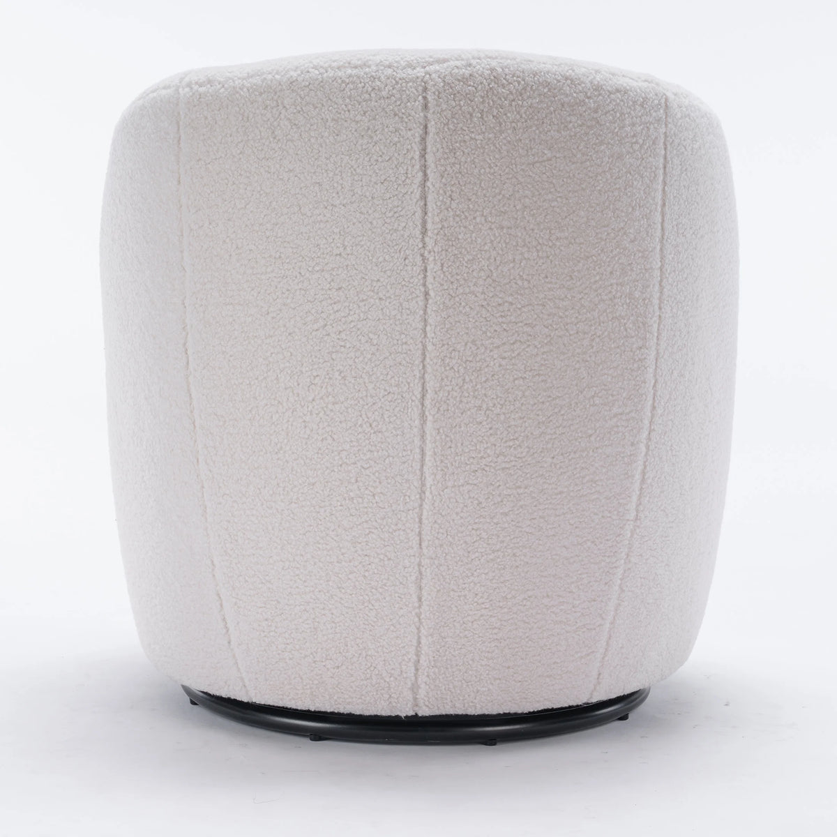 White Teddy Fabric Swivel Barrel Armchair B85719