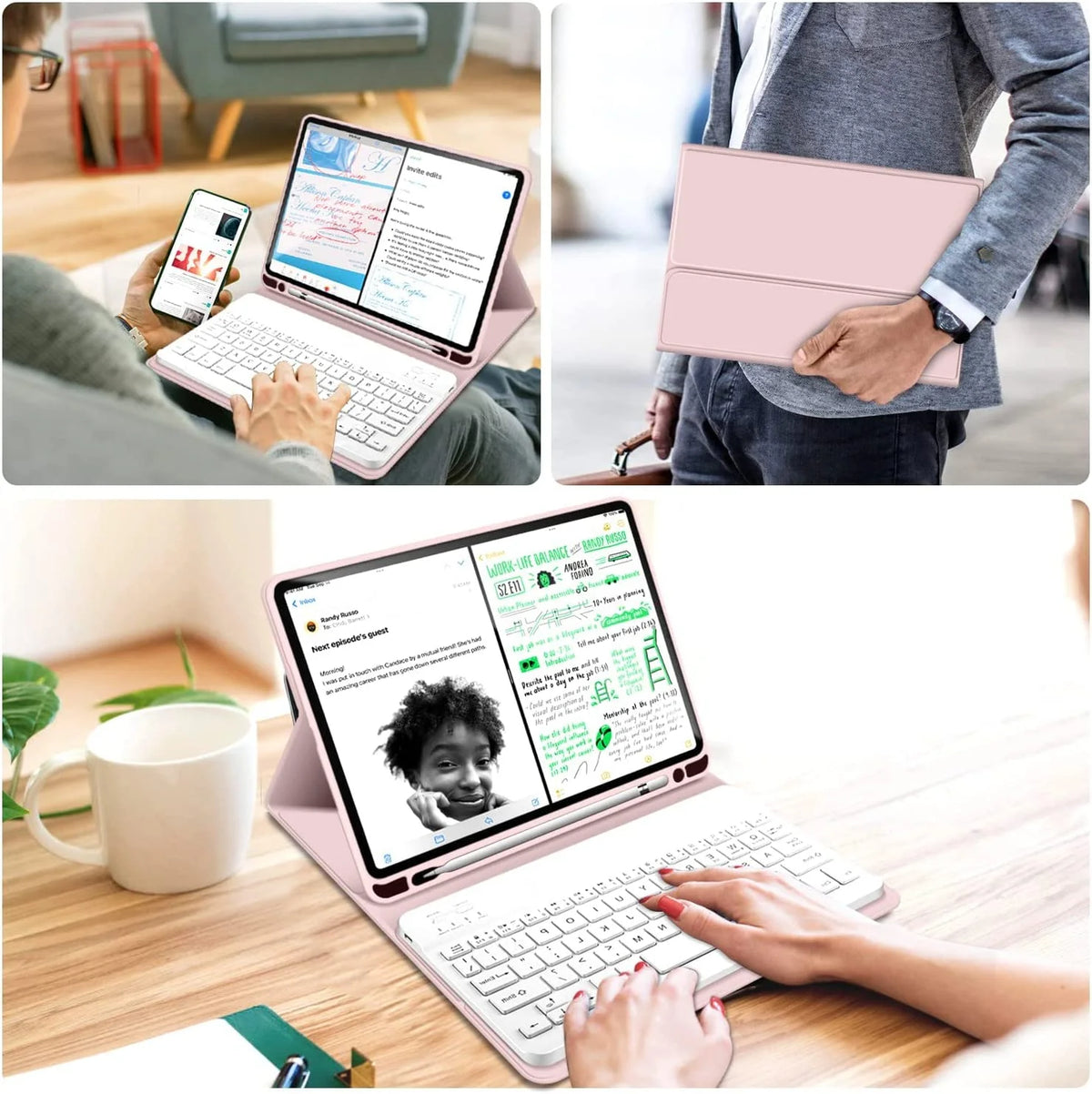 Keyboard Case for iPad Air 5th Generation 2022 / iPad Air 4th Generation 2020 with Pencil Holder, Magnetically Detachable Wireless Keyboard Stand Cover for ipad Air 4/5 10.9 Inch R25059