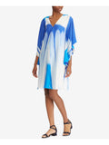 Blue Bell Sleeve V Neck Trapeze Dress V9192
