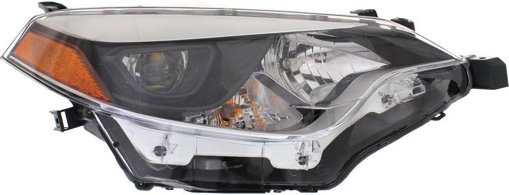 Headlight Assembly for Toyota Corolla 2014 2015 2016 Passenger Side Black Housing H960