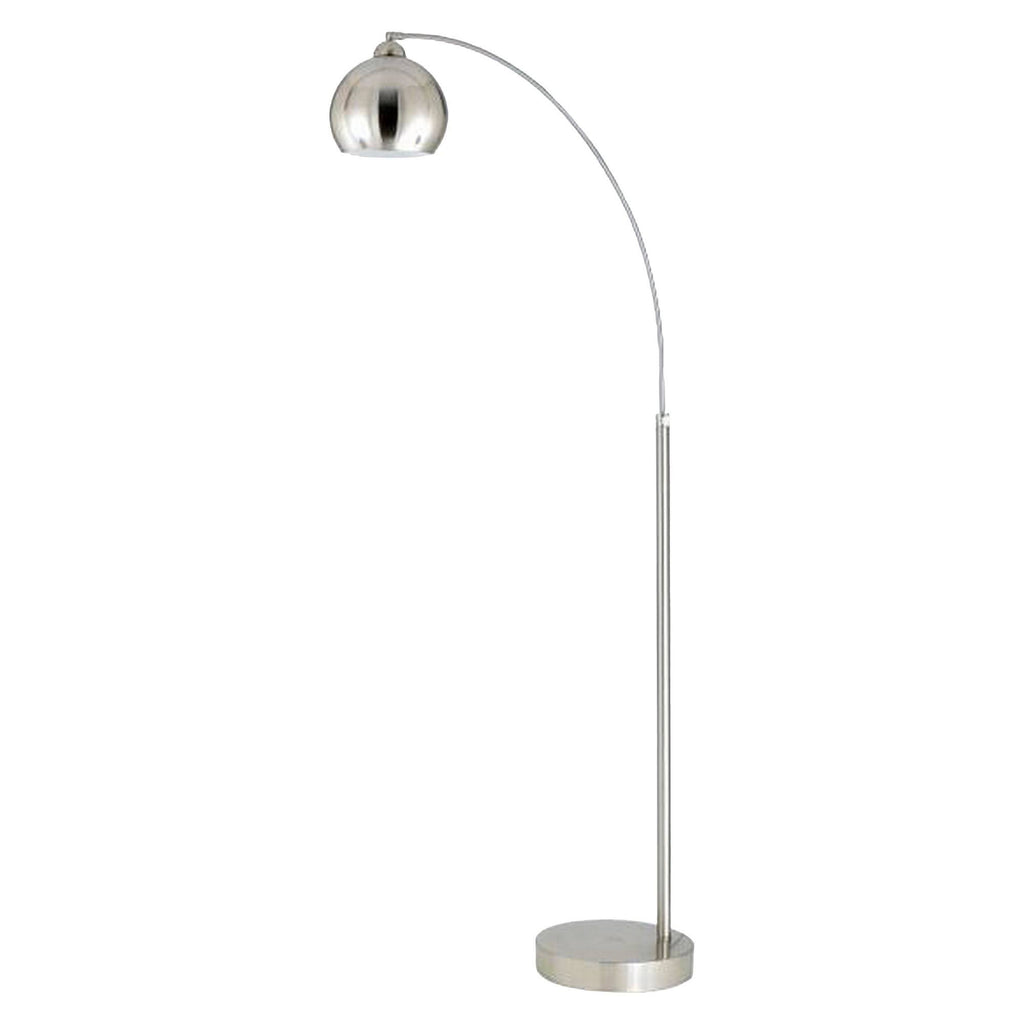 Brushed Steel Arc Floor Lamp with Metal Shade A36076