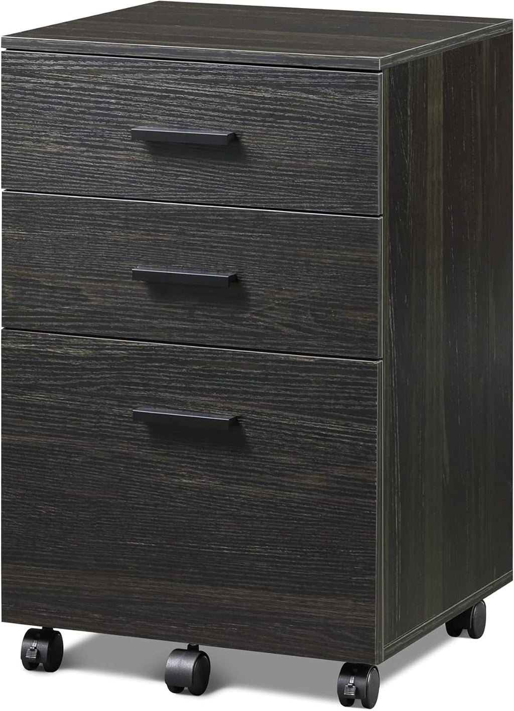 Black 3 Drawer Wood Mobile File Cabinet K951753