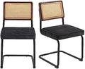 Velvet Accent Chairs with Rattan Upholstery and Cantilever Metal Base U324
