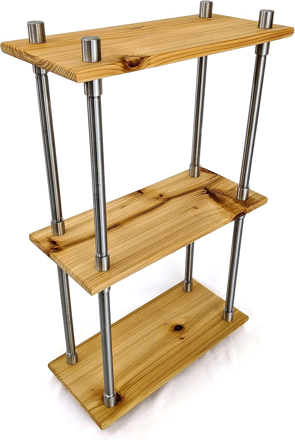 Solid Cedar Wood Stainless Steel Metal Bookcase 16 Inch Wide Z7535