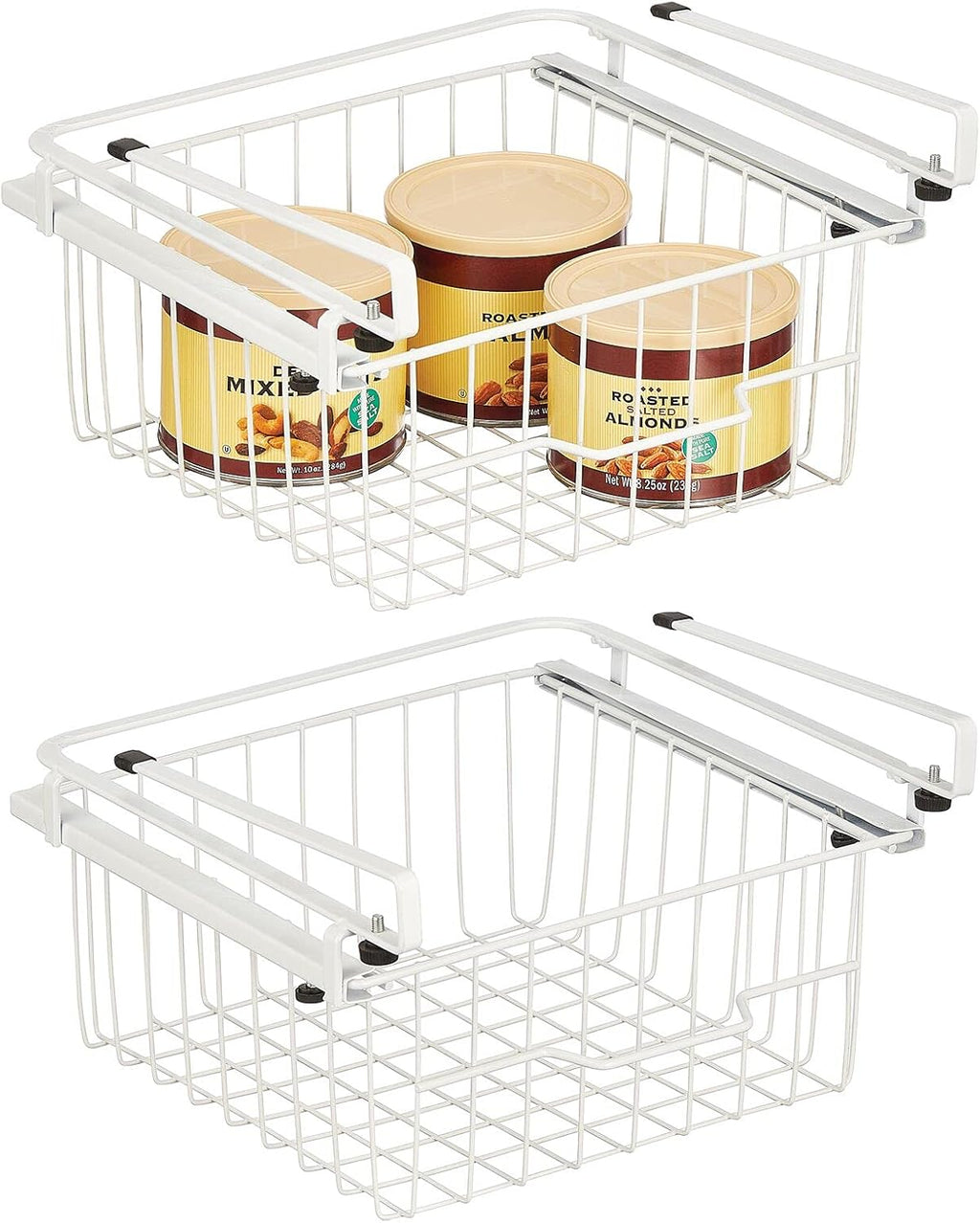 Compact Hanging Pullout Drawer Basket, Metal Wire, 2 Pack, Black H25333